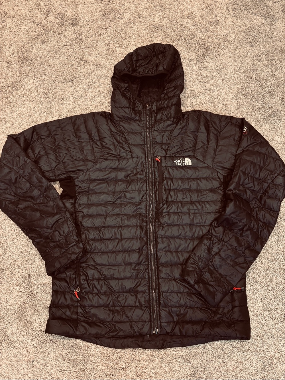 North Face Summit Series black puffer hooded full zip men’s size medium
